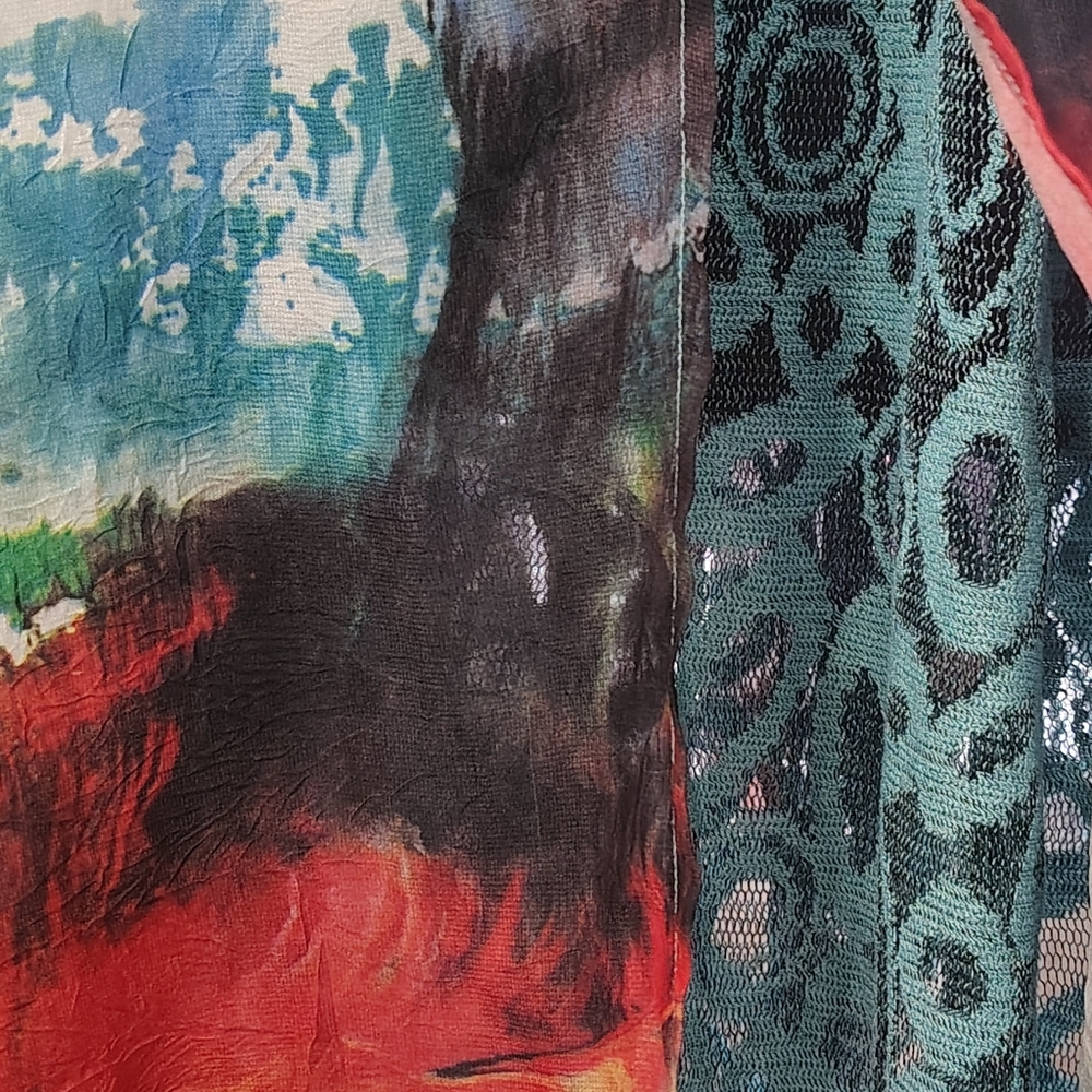 Faratelli Multi-colored Women's XL Artsy Sleevely Flowy Layered Top - Picture 7 of 10